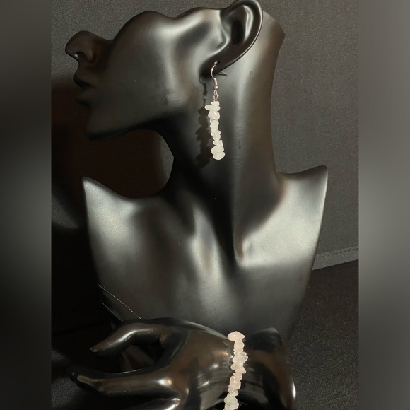 Bracelet And Earrings Set - Rose Quartz Natural Healing Stone - Picture 8 of 12